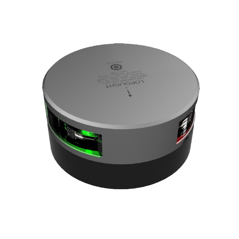 Lopolight Series 201-003 - Starboard  Port Sidelight - 2NM - Horizontal Mount - Green/Red - Silver Housing