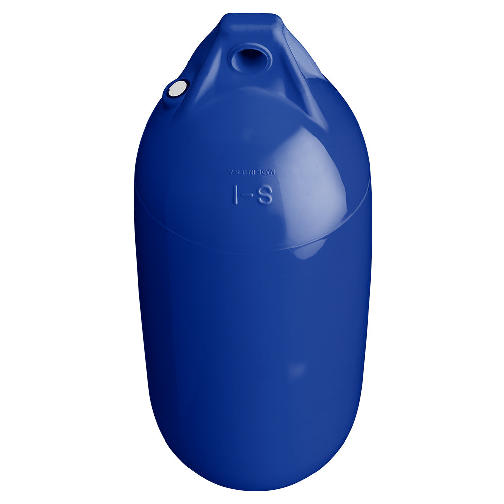 Cobalt blue Polyform S-1 buoy, 6 inches by 15 inches, used for marine navigation and marking, manufactured by Polyform U.S.