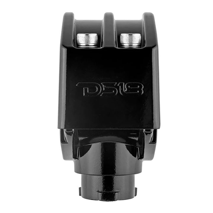 Black DS18 Hydro Clamp/Mount Adapter V2 for tower speakers, designed for secure installation and versatile mounting.