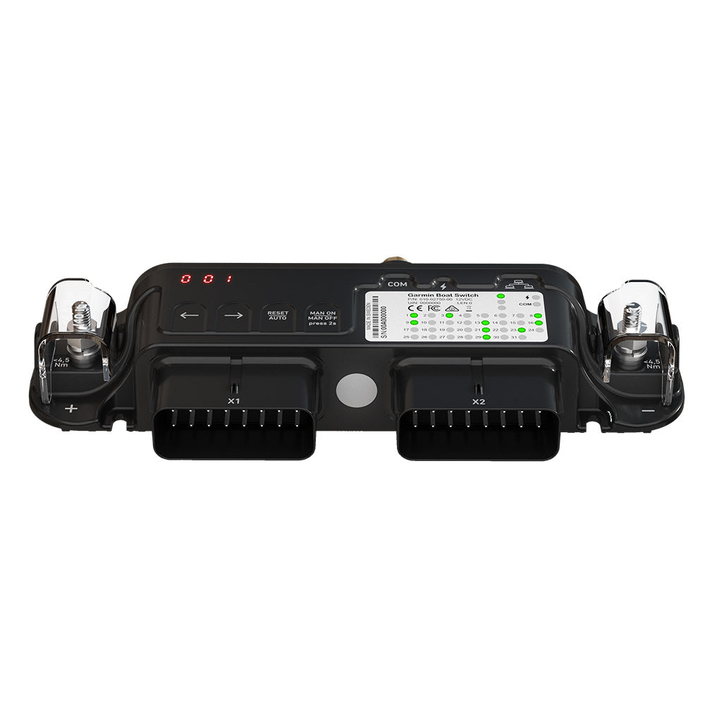 Garmin Boat Switch network cable module with connectors, designed for marine electronic system integration.