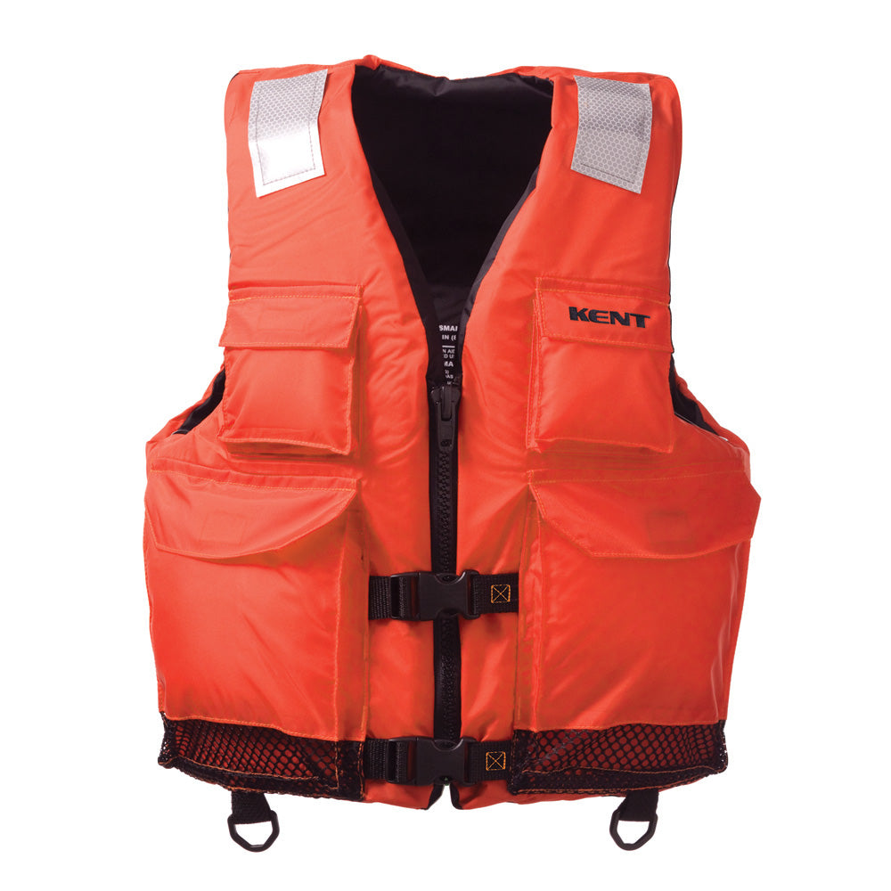 Kent Elite Dual-Sized Commercial Personal Flotation Device in orange, S/M size, designed for safety and visibility.