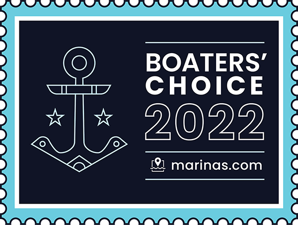 Marinas dot com 2022 Boaters choice award badge