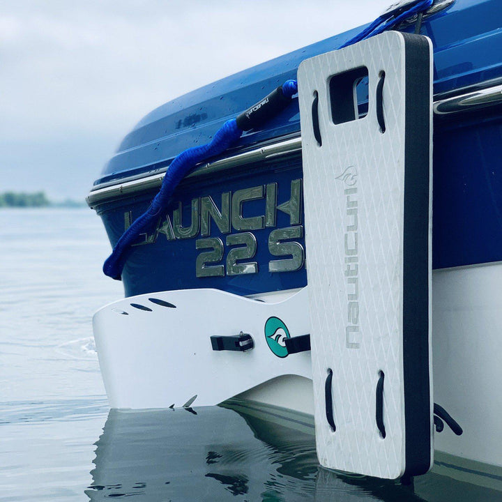 Gray NautiFender modular flat boat fender from NautiCurl LLC, showing its durable, flat design for boat protection and docking.