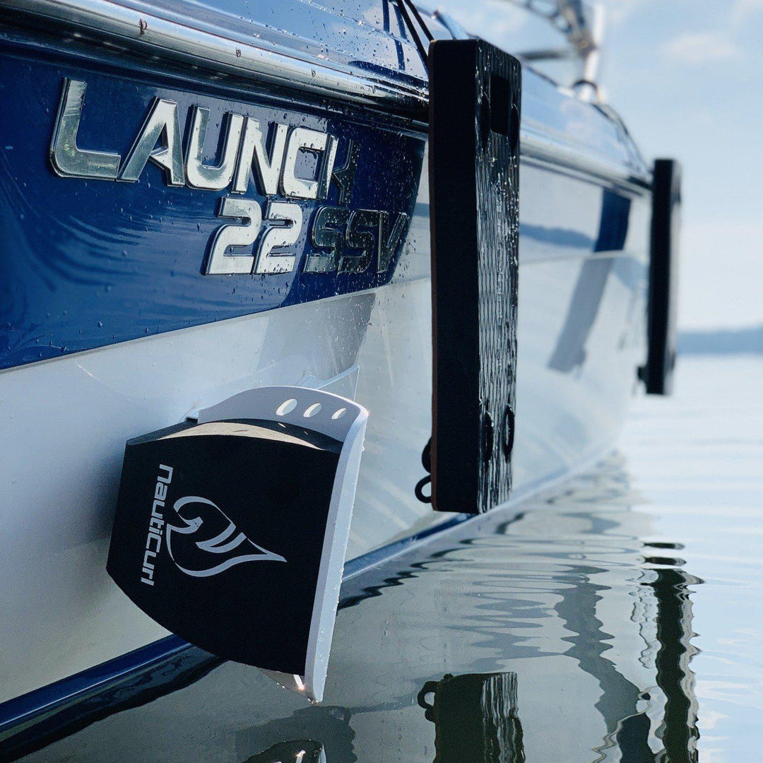 NautiFender modular flat boat fender by NautiCurl LLC, showing its innovative design with multiple attachment points for marine protection.