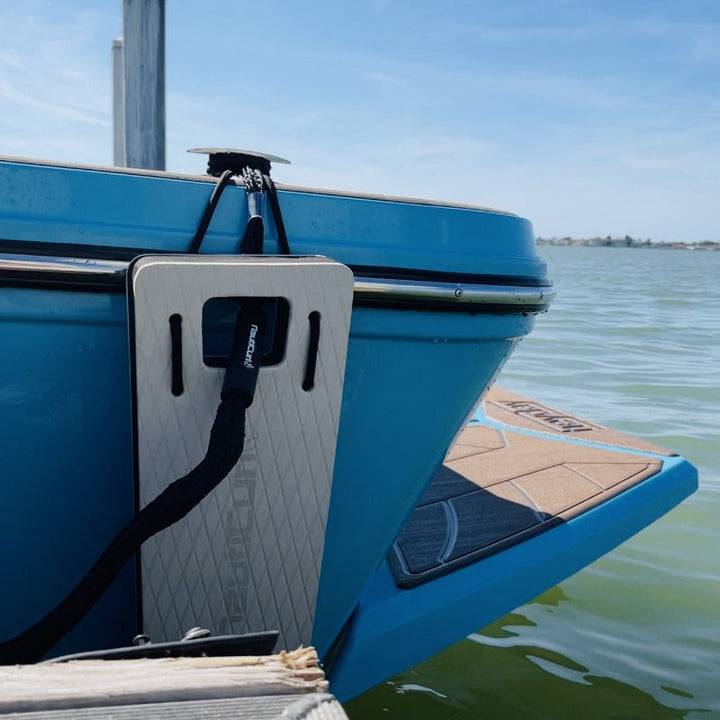 NautiFender modular flat boat fender with EVA foam exterior, designed to protect wakeboard boat sides from damage.