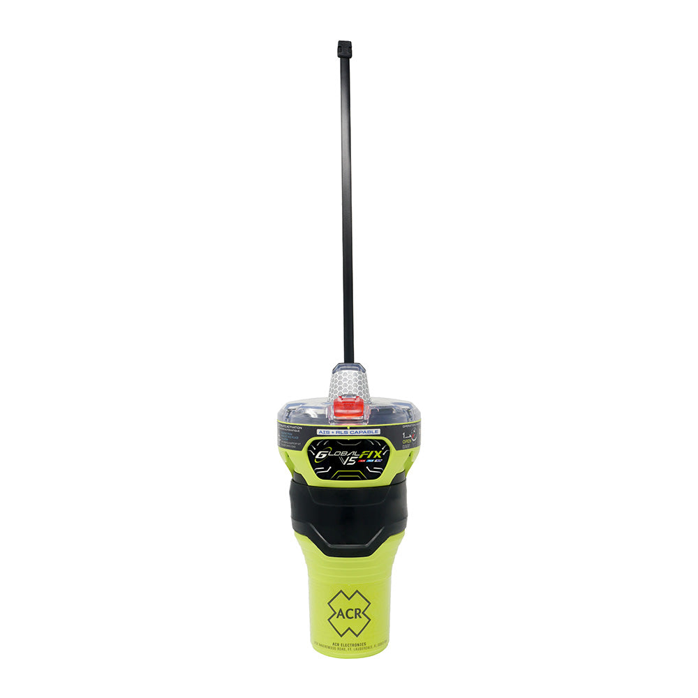 ACR GlobalFix V5 Cat 2 GPS AIS EPIRB with Return Link Service and mobile app, marine emergency distress beacon with GPS and AIS.