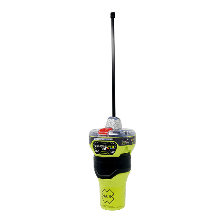 ACR Electronics GlobalFix V5 Cat 2 GPS AIS EPIRB with Return Link Service and mobile app for emergency distress signaling.