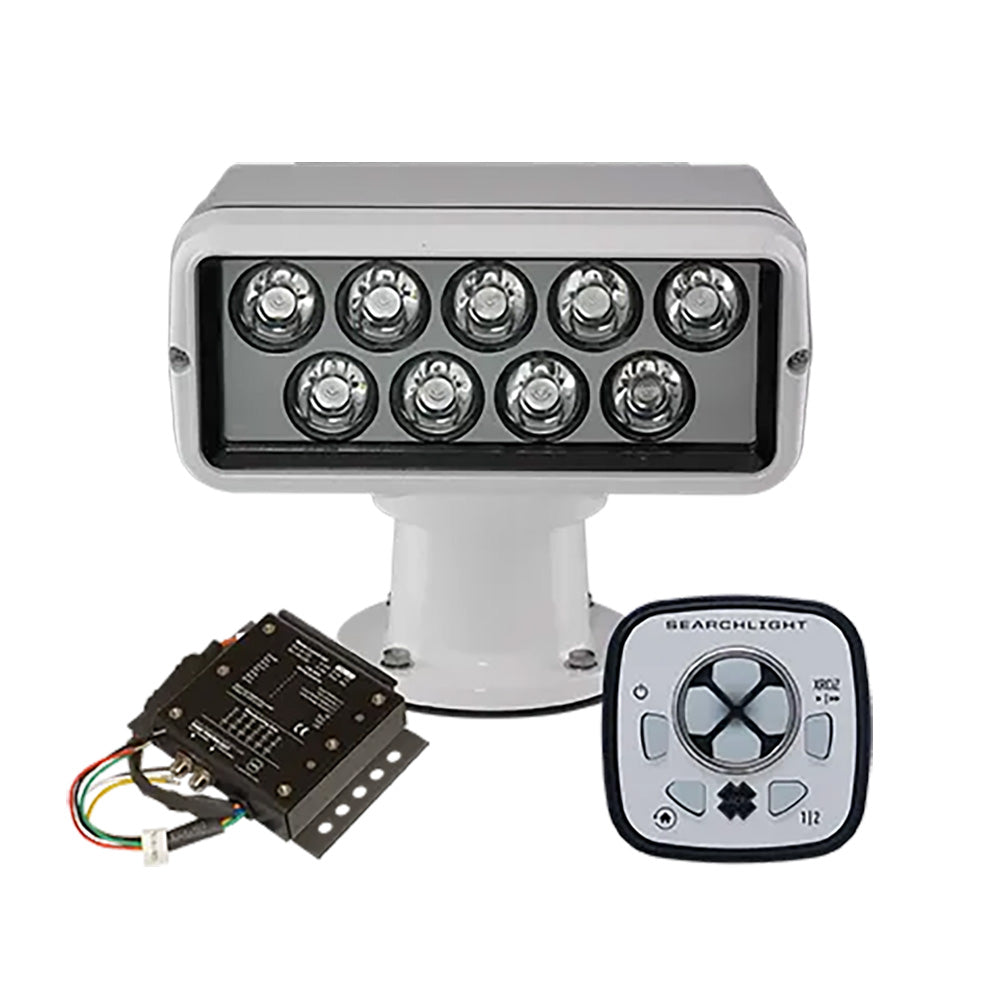 ACR Electronics RCL-100 LED white searchlight with URP-103 wired point pad and URC-104 master controller for marine or search operations.