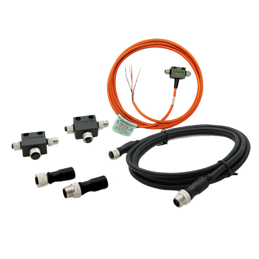 Actisense NMEA2000 Micro Starter Kit with NMEA cables and sensors, including MPT-2, TER-M, T-MFF, and TDC-2M connectors.