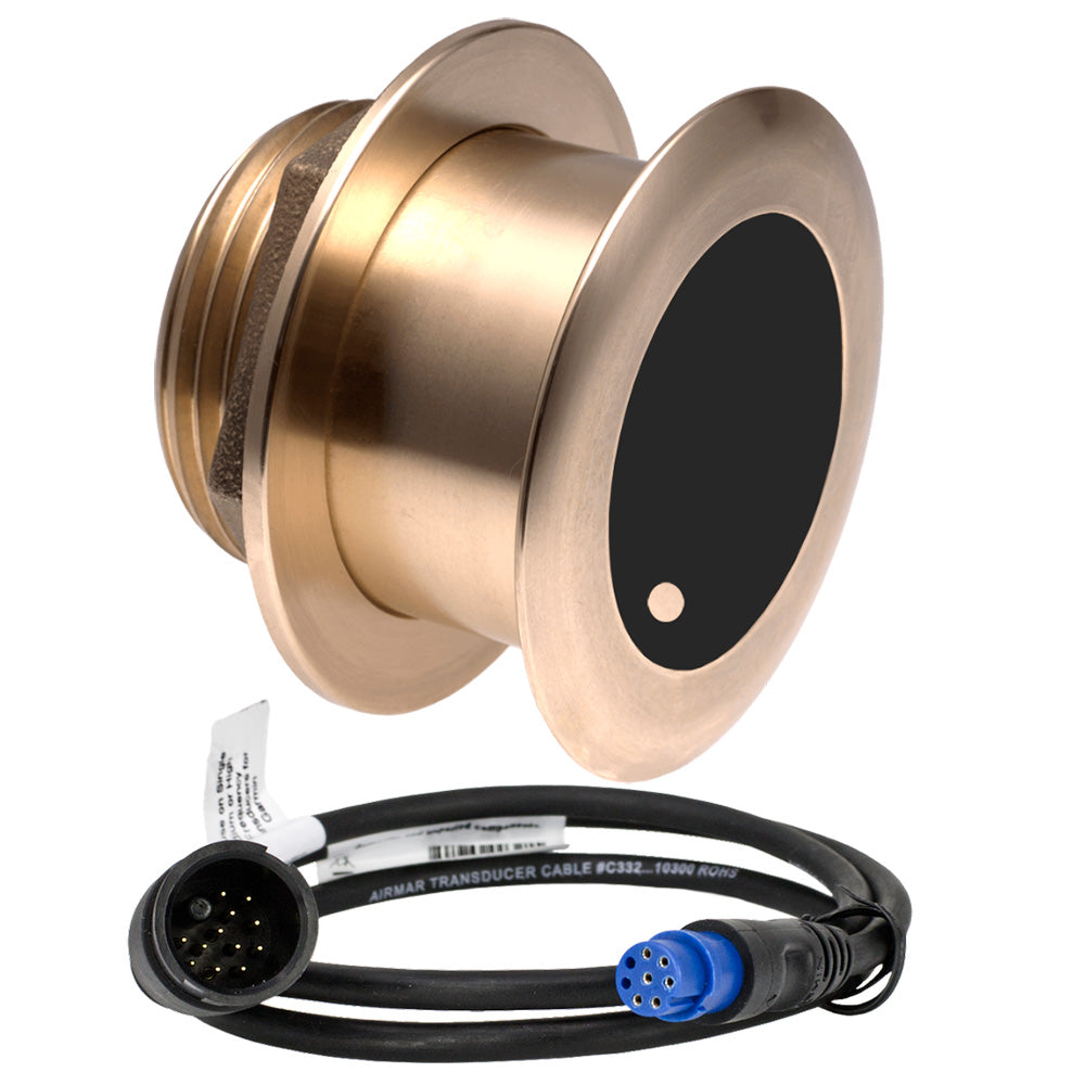 Airmar B175MW Med Ultra Wide 1kW 20 Chirp Thru-Hull Transducer for Garmin, showcasing the durable transducer with 8-pin connector.