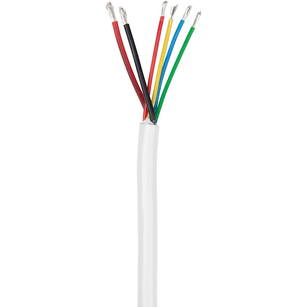 Ancor RGB and speaker cable spool showing 18/4 and 16/2 round jacket wire in black, 250-foot length for audio and lighting setups.