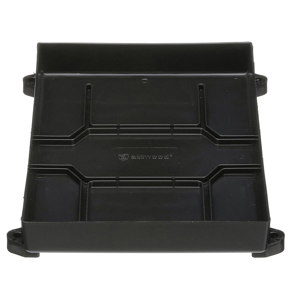 Attwood Marine Group 24 battery tray with straps for secure battery mounting in boats, durable plastic construction.