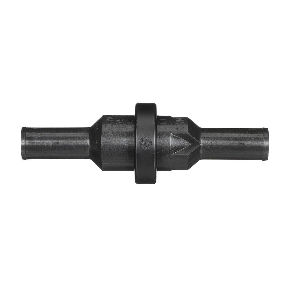 Attwood Marine in-line fuel overflow protector attached to fuel hose fitting, preventing leaks in marine fuel systems