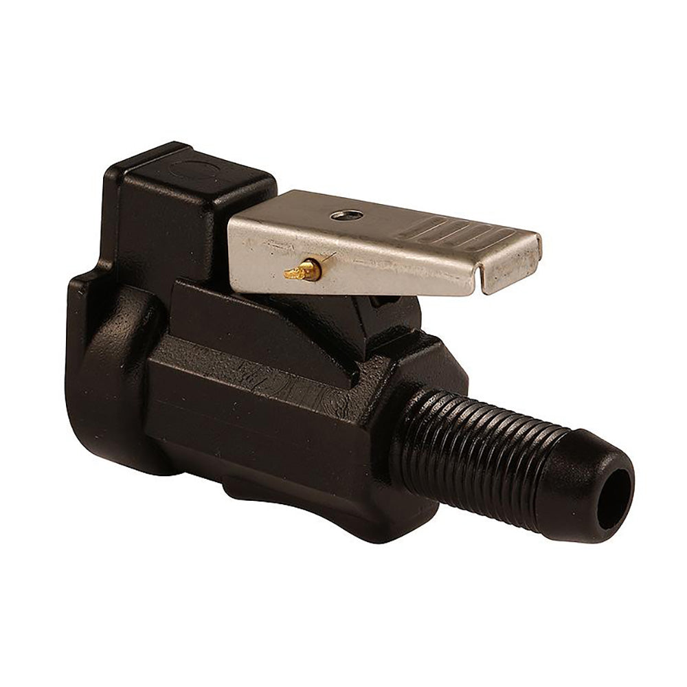 Attwood Marine Mercury and Yamaha female hose engine fitting with 3/8-inch barb for fuel hose connection.
