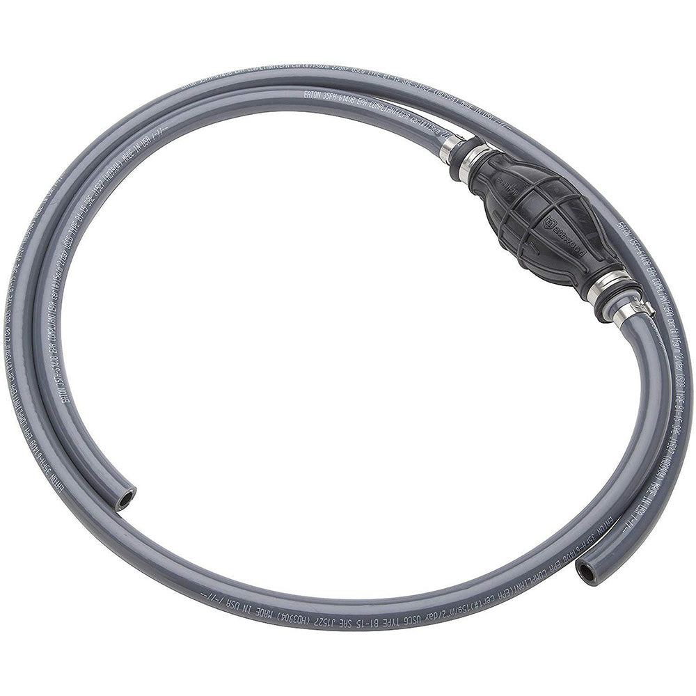 Attwood Marine universal fuel line kit with 3/8-inch diameter fuel hose and fittings, 6 feet long.