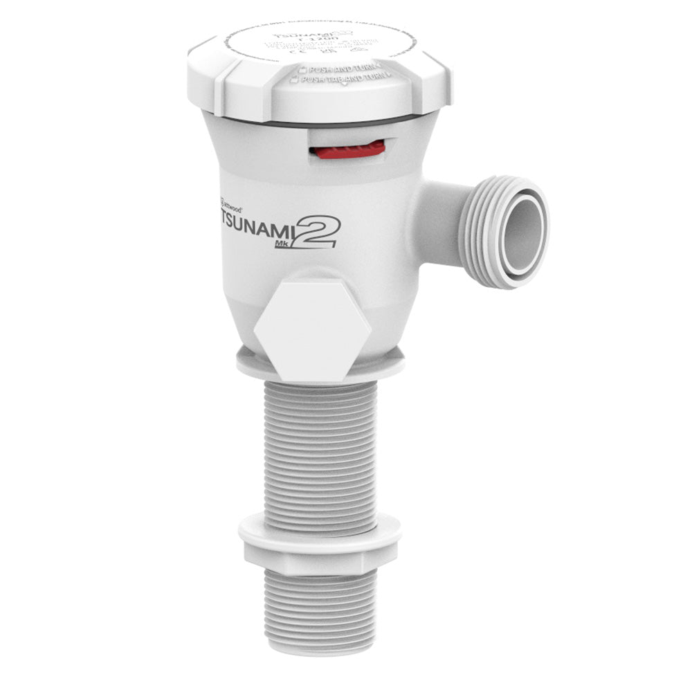 Attwood Marine Tsunami Mk2 T1200 12V aerator livewell pump with straight inlet, compact and durable for marine fishing boats.