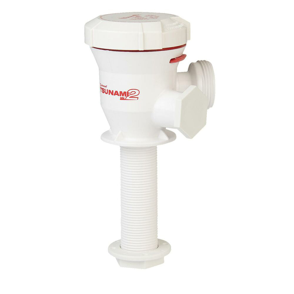 Attwood Marine Tsunami Mk2 T500 12V livewell aerator pump with straight inlet, designed for marine livewell oxygenation.