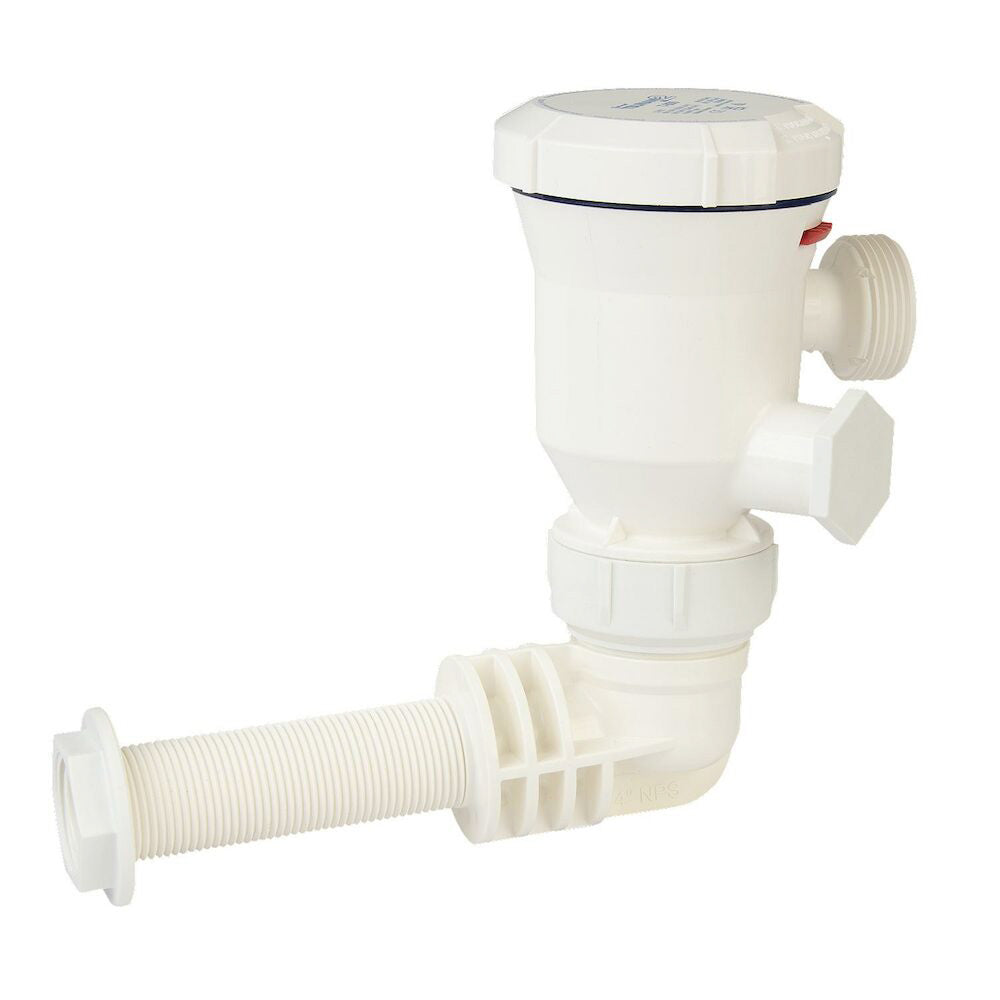 Attwood Marine Tsunami Mk2 T800 12V livewell aerator pump with 90-degree inlet, used for freshwater or saltwater fishing boats.