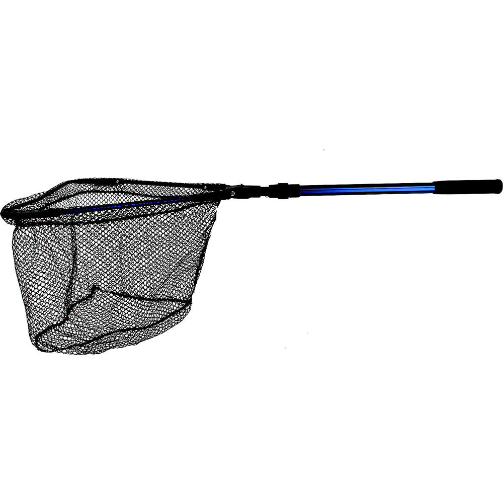Attwood Marine Fold-N-Stow medium fishing net with foldable handle and mesh netting for easy storage and fishing.