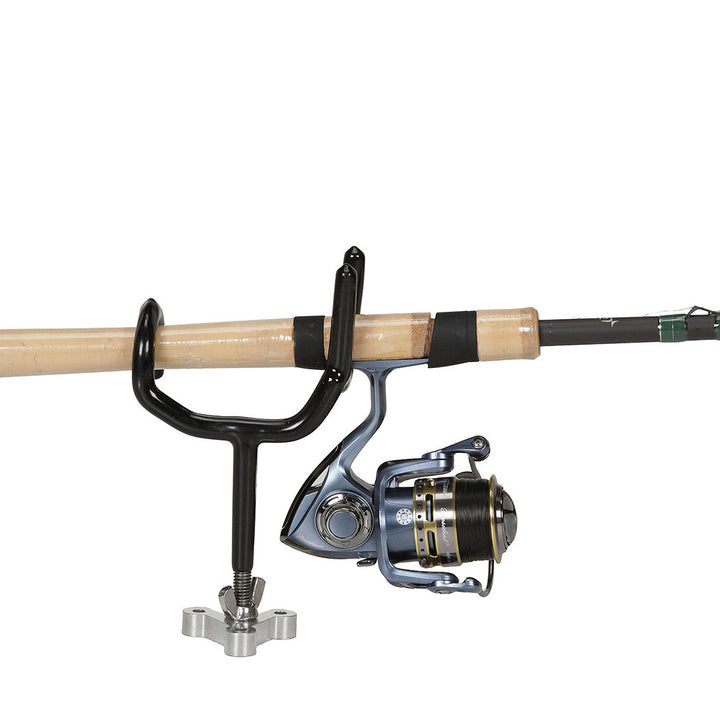 Attwood Sure-Grip stainless steel rod holder with 4-inch length and 5-degree angle, designed for marine fishing boats.