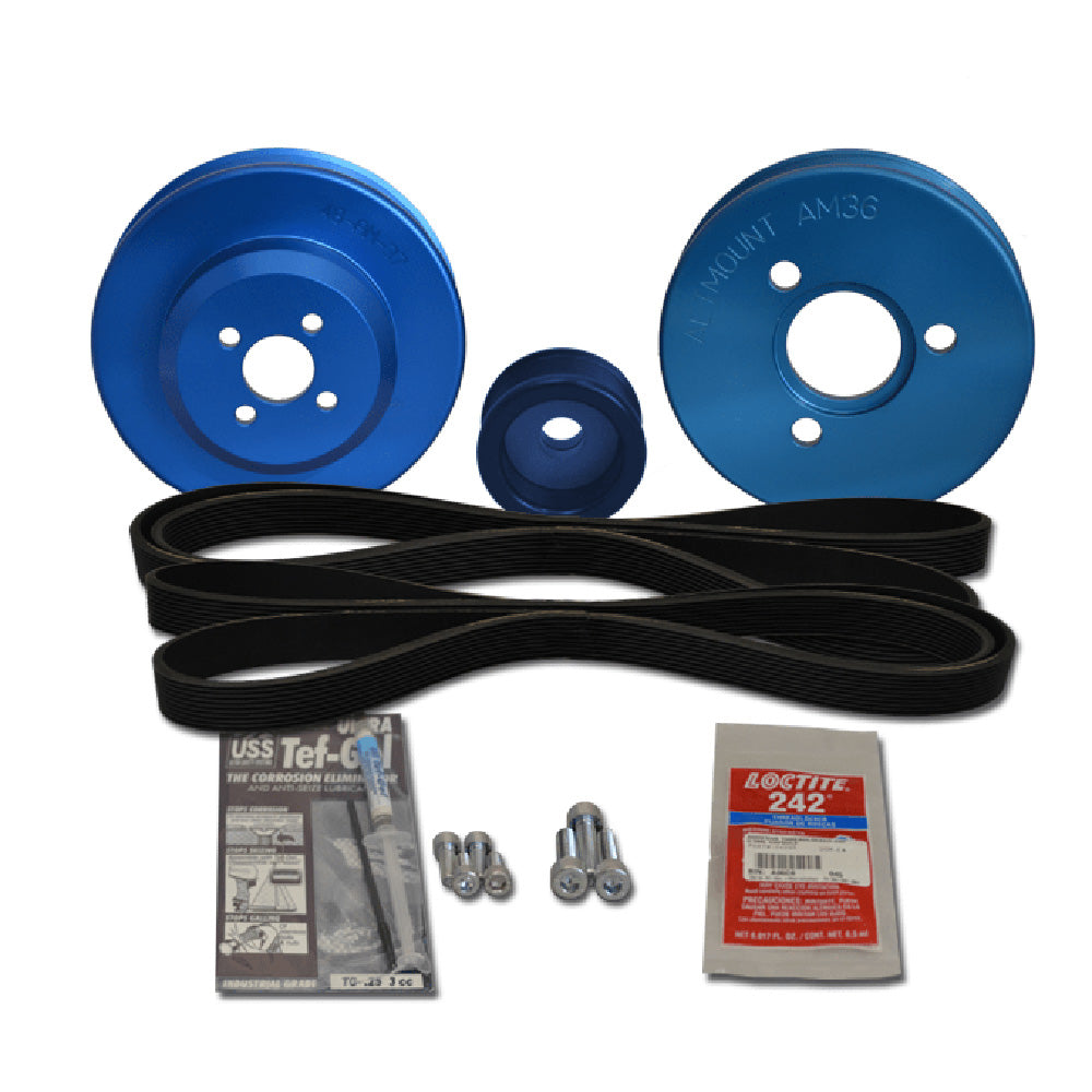 Balmar pulley kit for Yanmar 3JH4, 3JH5, 4JH4, 4JH5 alternators, includes pulleys and mounting hardware.