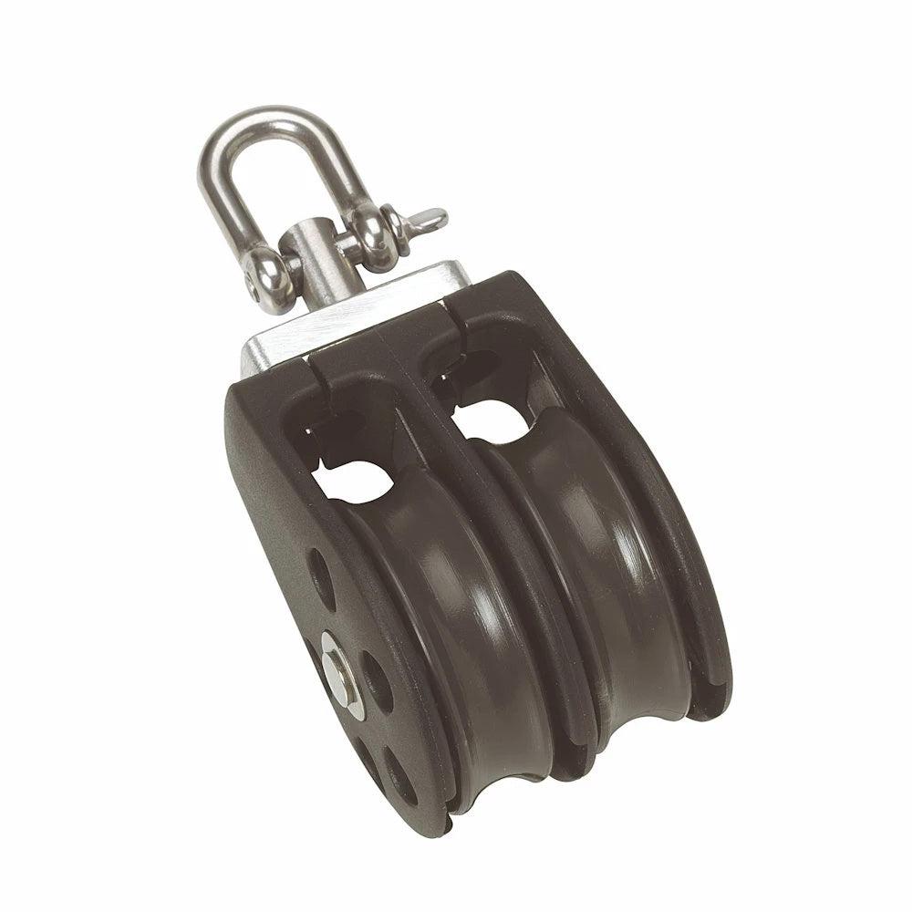 Barton Marine Size 1 30mm plain bearing double pulley block with swivel for sailing hardware applications