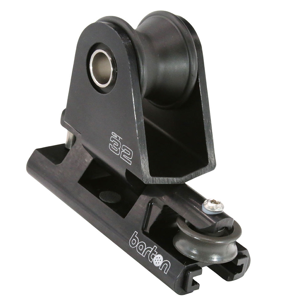Barton Marine 32mm Towable Genoa Car rigging component in black with 2:1 purchase for sailboat genoa sheets.