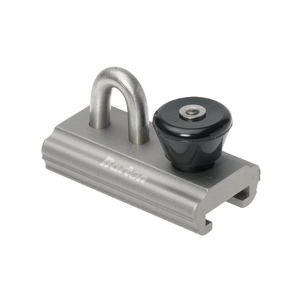 Barton Marine Genoa Slide Car 25mm for rigging, shown mounted on sailing boat rigging system.