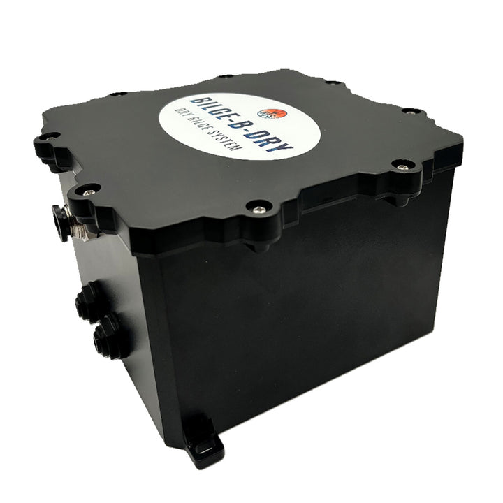 BILGE-B-DRY dual 12V DC bilge pump with compact design, durable construction, and dual outlet ports for marine bilge water removal.