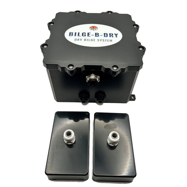 BILGE-B-DRY dual 24VDC bilge pump with compact design and durable construction for marine bilge water removal.