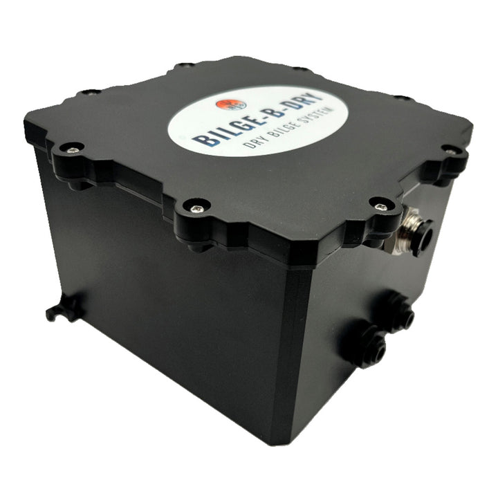 BILGE-B-DRY Dual Pump 24VDC bilge pump showing compact design with dual outlet ports for boat bilge water removal.