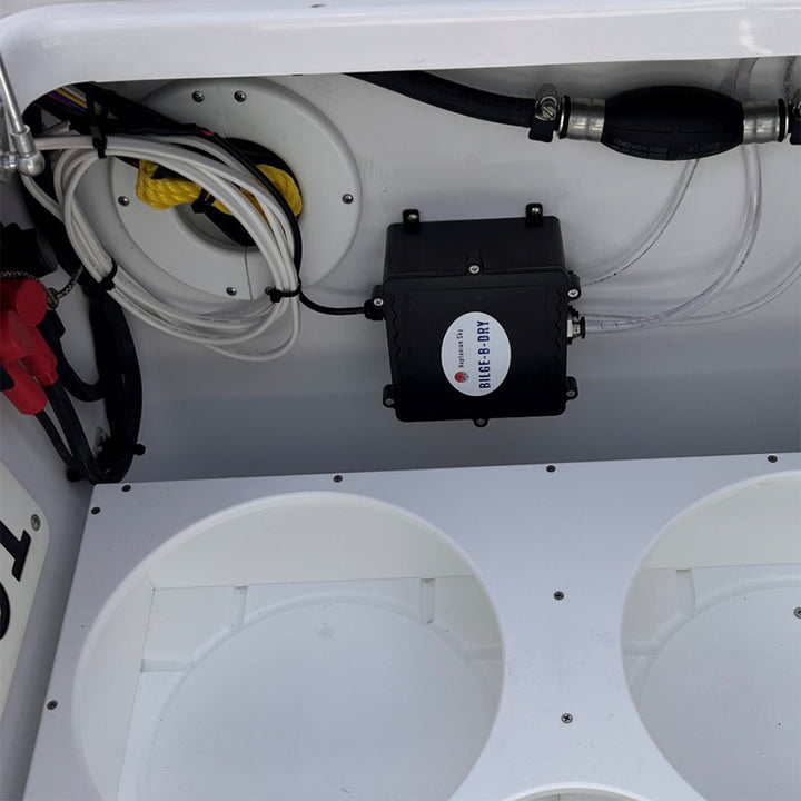 BILGE-B-DRY Quad 12VDC Bilge Pump with four outlets, durable construction, designed for efficient water removal in boats.
