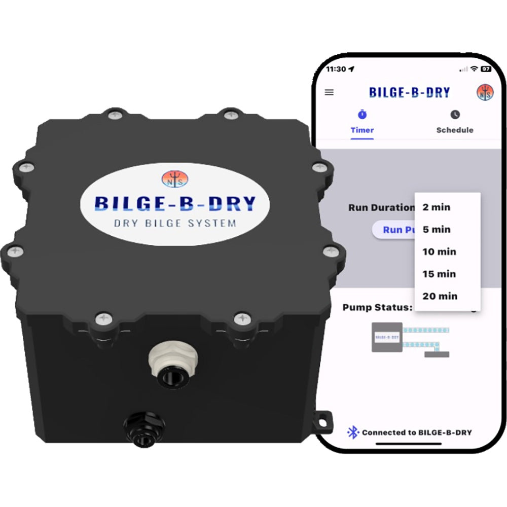 BILGE-B-DRY single 12VDC bilge pump for boat bilge water removal, compact design with durable construction.