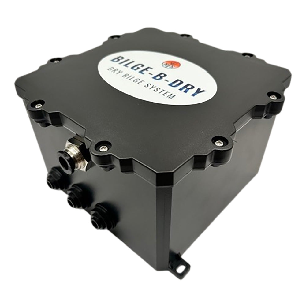BILGE-B-DRY Triple Pump 12VDC bilge pump with three outlets for boat bilge water removal, compact and durable design.