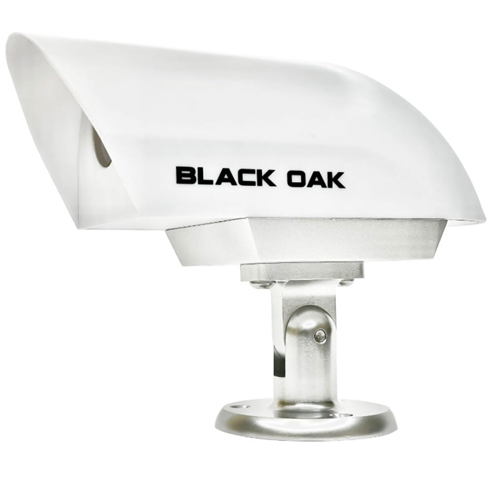 Black Oak LED Nitron XD Pro full-color marine night vision camera with standard mount and HDMI output in white.