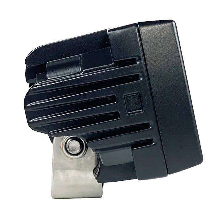Black Oak 4-inch Marine Spreader Light Flood Scene LED Pro Series 3.0 mounted on boat deck, black finish, bright illumination.