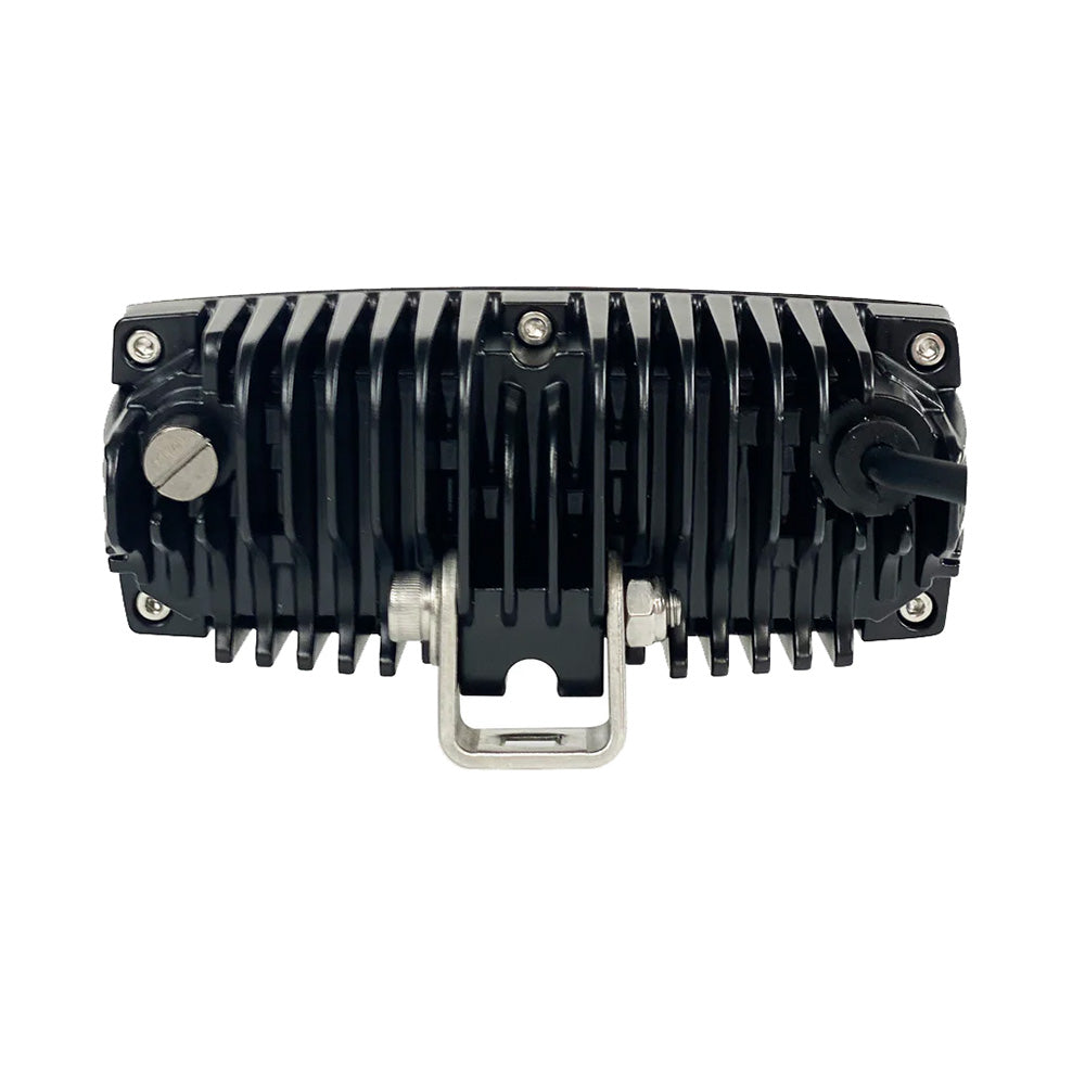 Black Oak LED 4-inch marine spreader flood light with scene LED Pro Series 3.0, black finish, ideal for boat lighting.