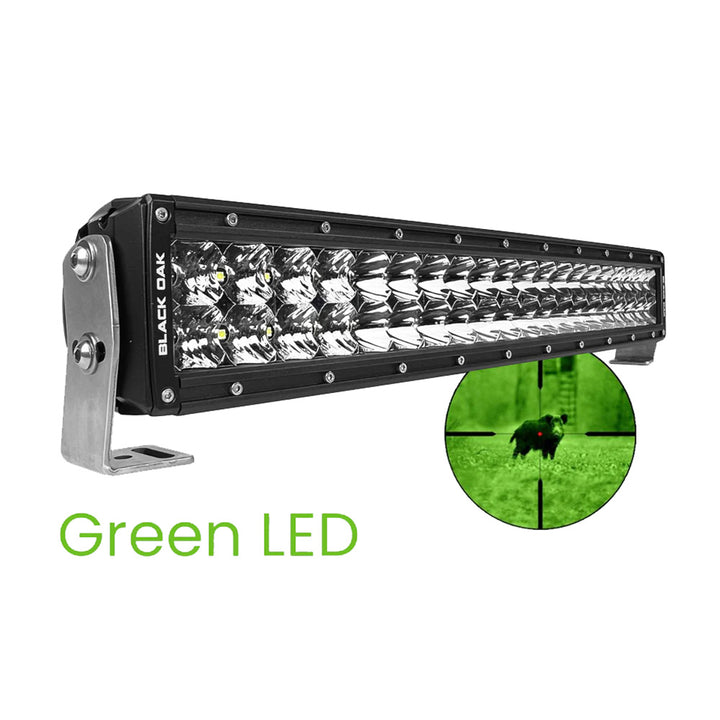 Barre lumineuse LED Pro Series 3.0 de 20 po, courbée, double rangée, pour la chasse au sanglier vert