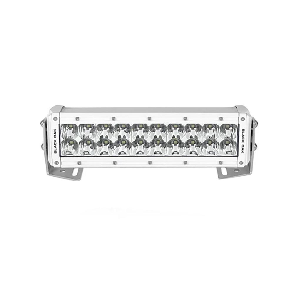 Black Oak LED Pro Series 3.0 double row 10-inch LED light bar with combo optics and white housing for off-road lighting.