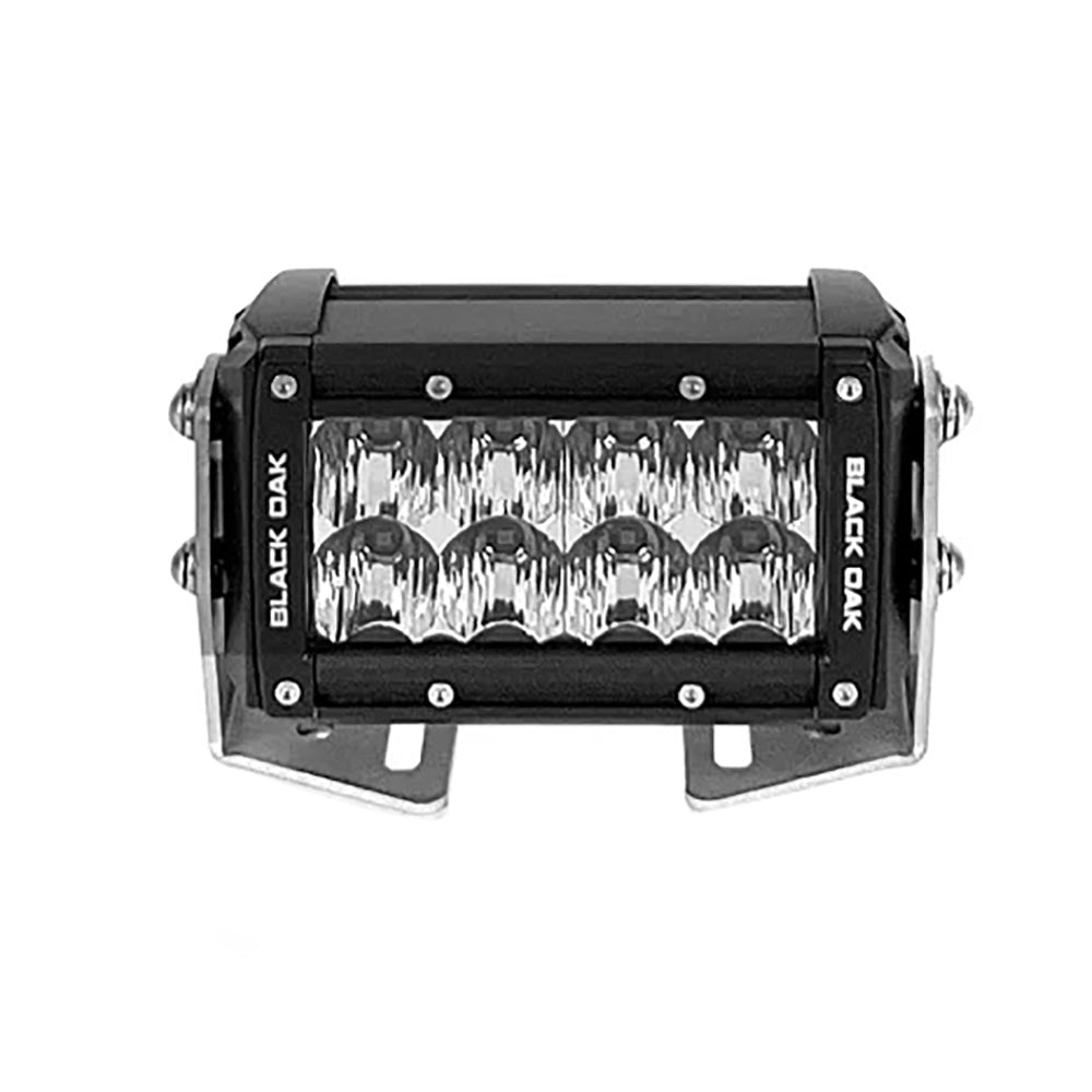 Black Oak LED Pro Series 3.0 double row 4-inch LED light bar with flood optics and black housing, designed for vehicle lighting.