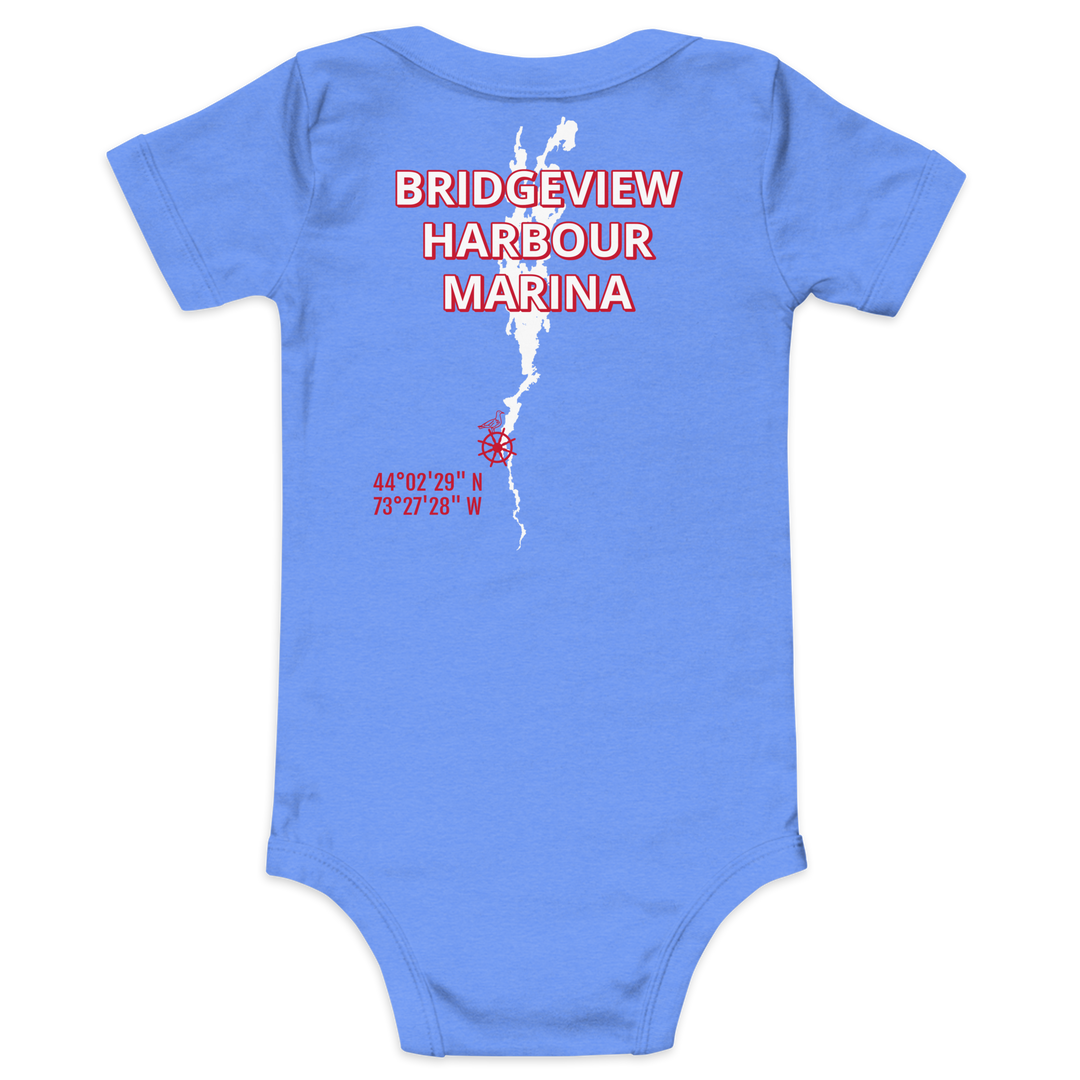 Black Little Sailor Bridgeview short sleeve onesie for 3-6 months, featuring nautical design and comfortable cotton fabric.