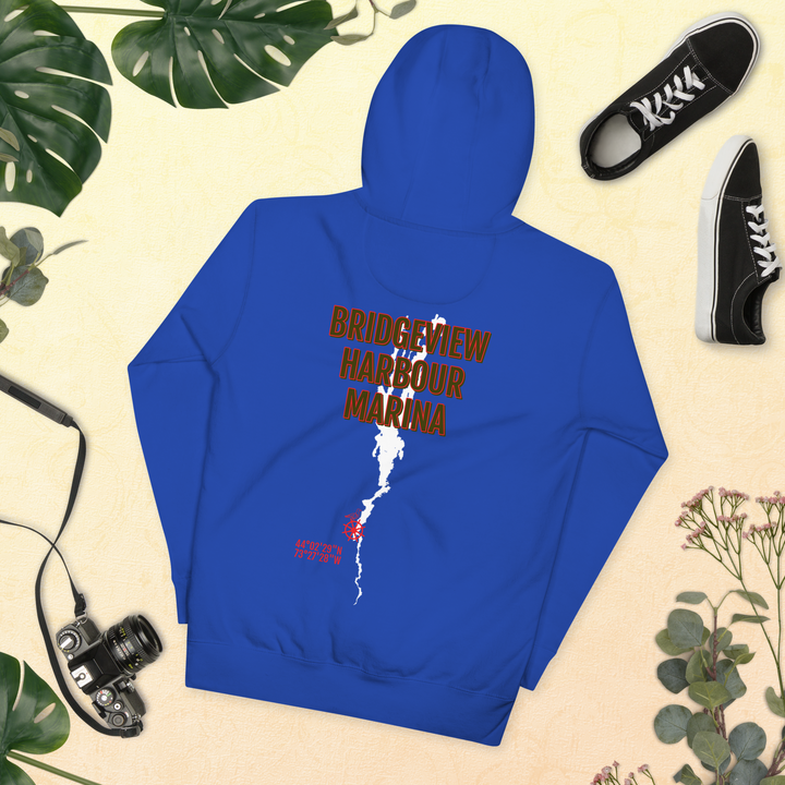 Black Bridgeview Harbour Midweight Hoodie, casual apparel with a comfortable fit, featuring subtle branding details.