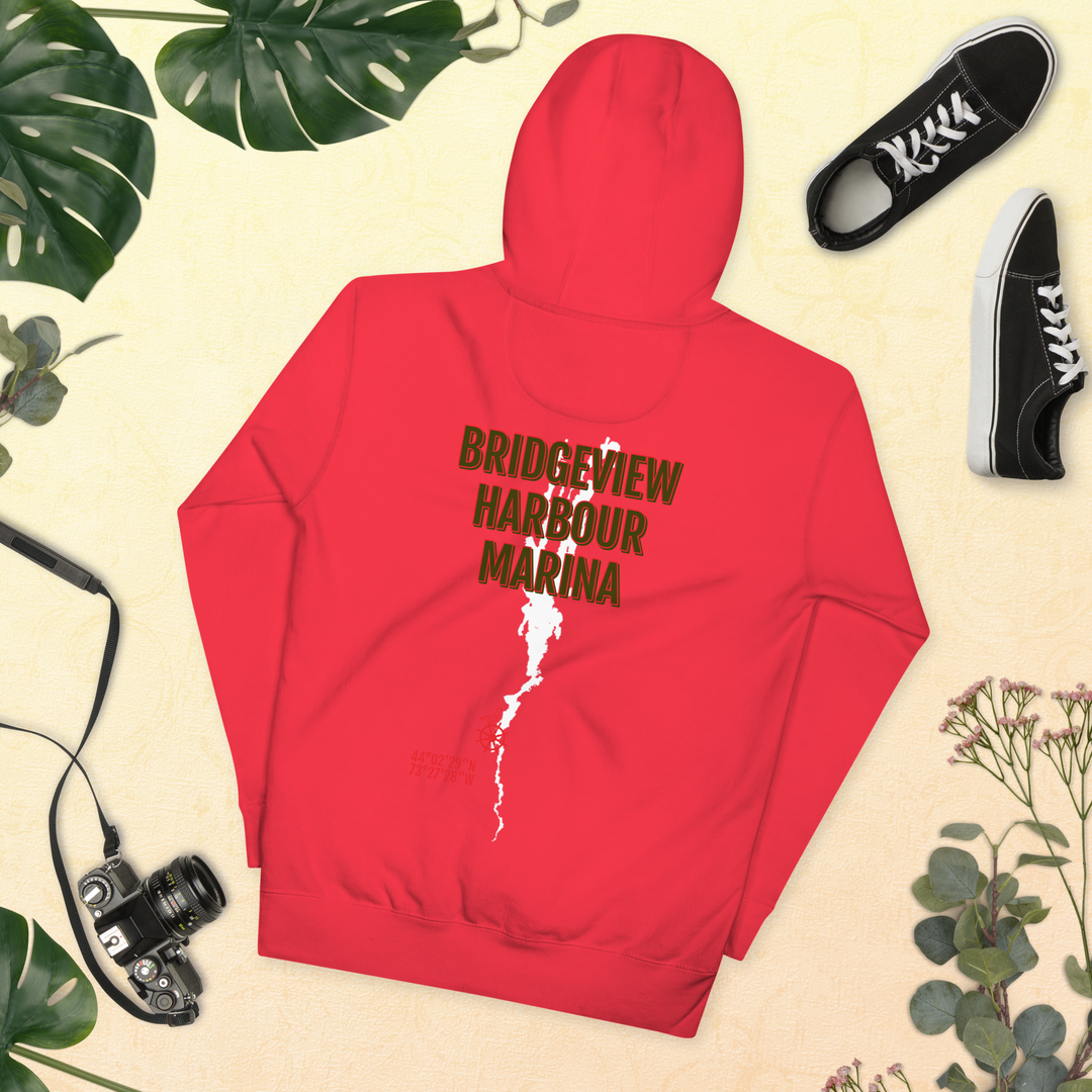 Black Bridgeview Harbour Midweight Hoodie, apparel with logo, casual fit, soft fabric for comfort and warmth.