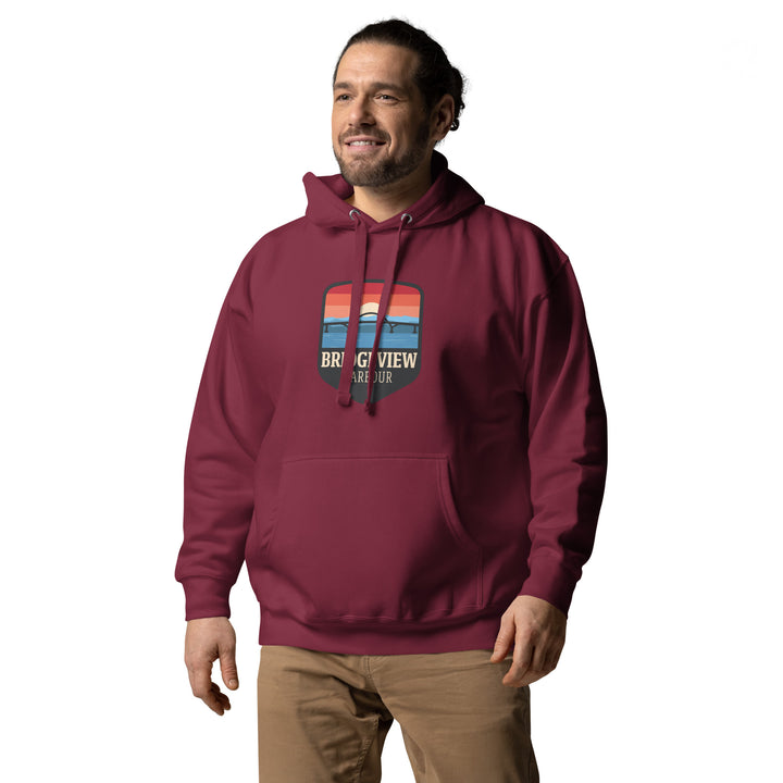Black Bridgeview Harbour Midweight Hoodie from Bridgeview Harbour Marina, made of soft, warm fabric, featuring a casual fit.