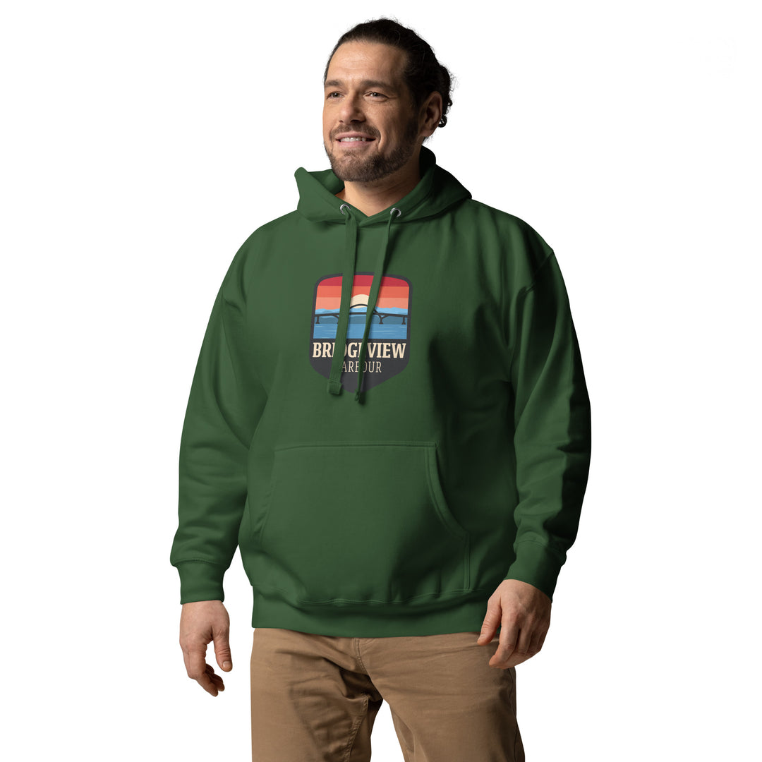 Black Bridgeview Harbour Midweight Hoodie, casual apparel from Bridgeview Harbour Marina with a comfortable fit.