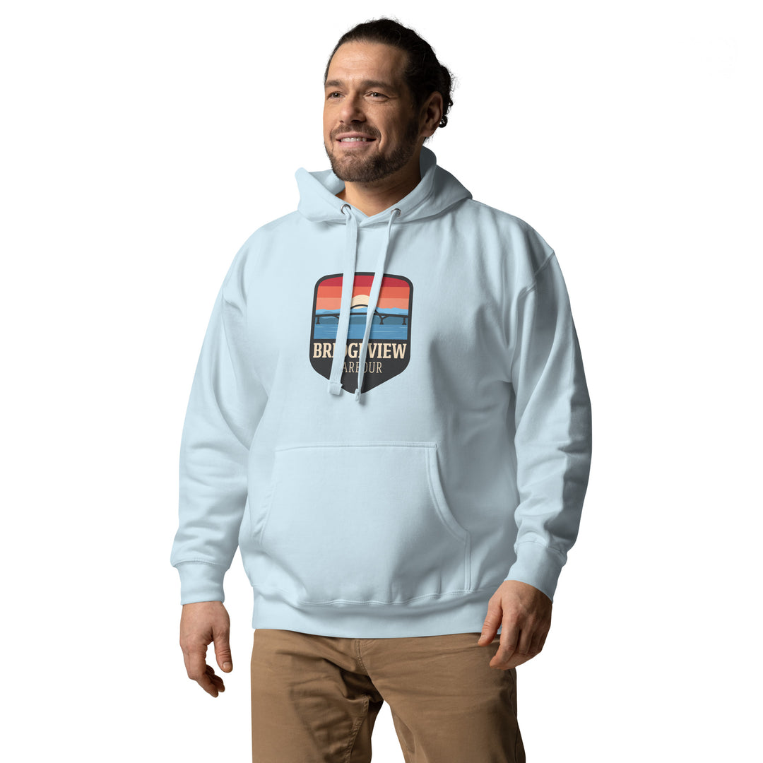 Black Bridgeview Harbour Midweight Hoodie from Bridgeview Harbour Marina, featuring a comfortable fit and casual style.