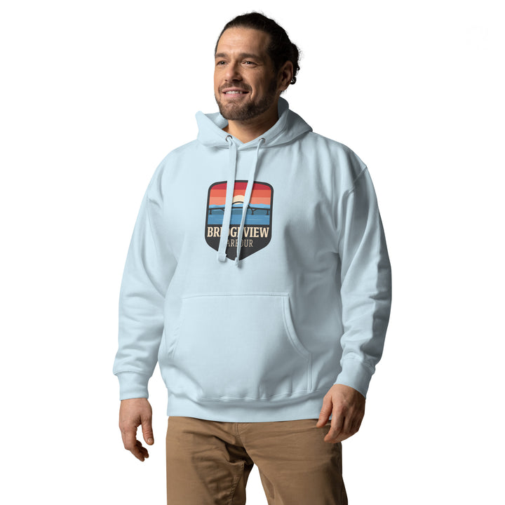 Black Bridgeview Harbour Midweight Hoodie from Bridgeview Harbour Marina, featuring a comfortable fit and casual style.