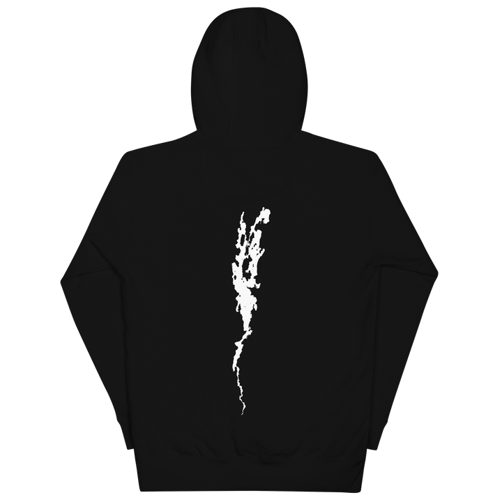 Black unisex hoodie featuring Port Henry on Lake Champlain design from Bridgeview Harbour Marina.