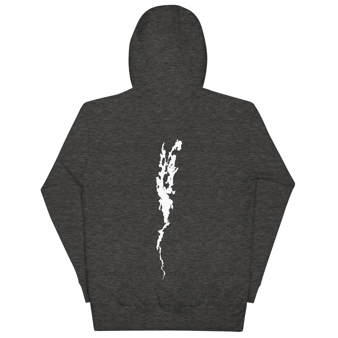 Black unisex hoodie featuring Port Henry on Lake Champlain design by Bridgeview Harbour Marina.