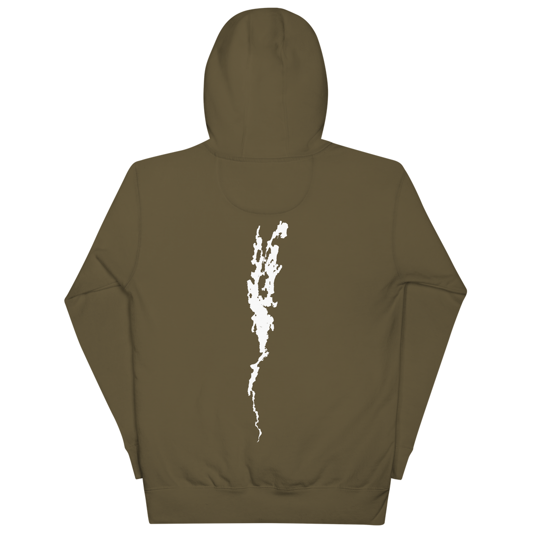 Unisex black hoodie featuring Port Henry on Lake Champlain design by Bridgeview Harbour Marina, casual and comfortable apparel.